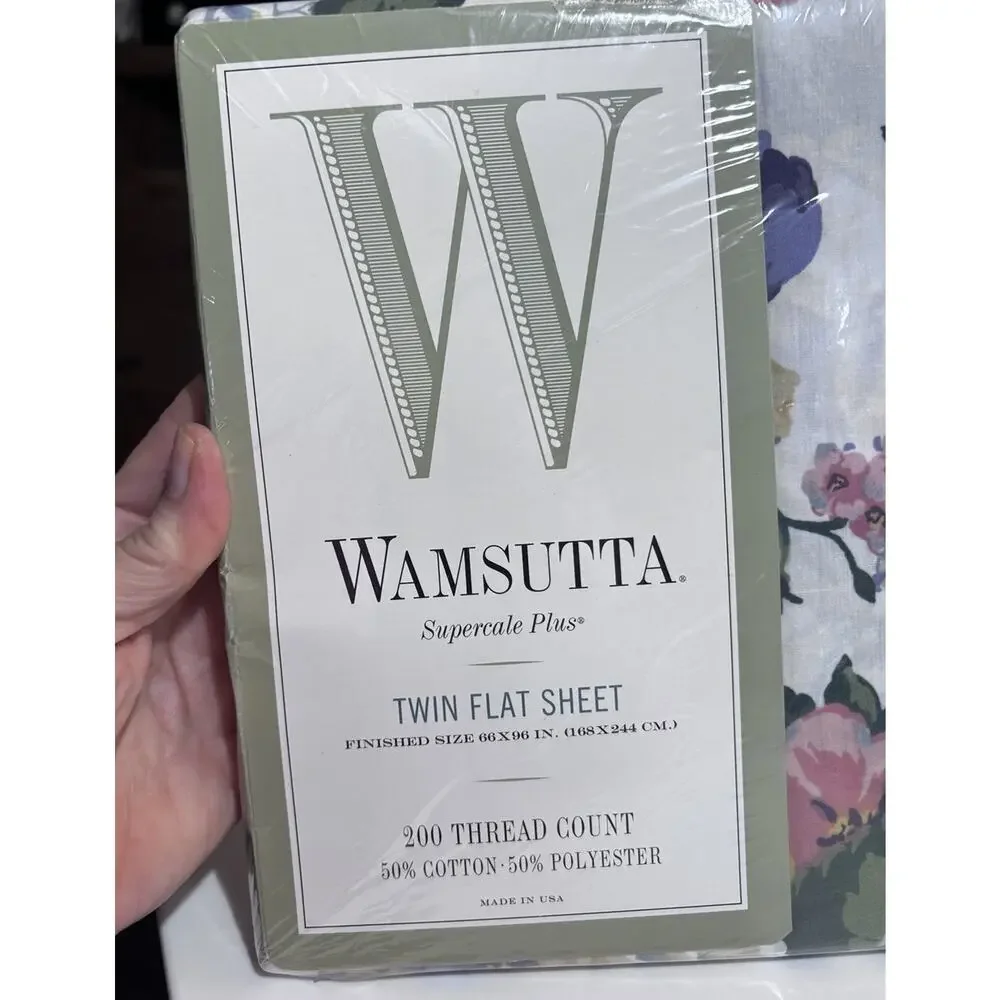 VTG WAMSUTTA Supercale Plus Clarissa Twin Flat Sheet Cottage Floral 86583
